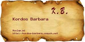 Kordos Barbara névjegykártya
