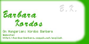 barbara kordos business card